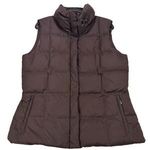 Eddie Bauer Vest Womens L Brown Premium 700 Fill Goose Down Sleeveless Puffer